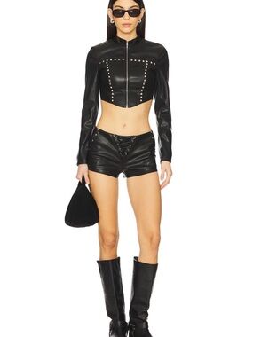 Superdown Mada Faux Leather Micro Shorts